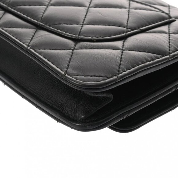 CHANEL 2.55 Matelasse Embroidered Chain Wallet Black/Noir - Picture 6 of 12